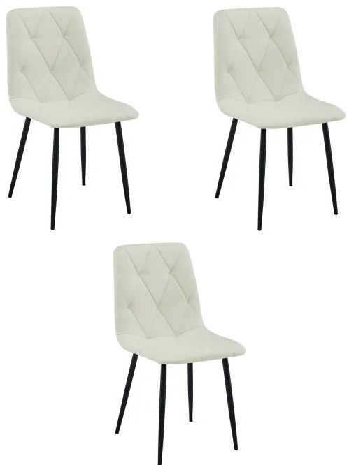 Set troch jedálenských stoličiek LIBRA béžové / čierne nohy (3 ks)