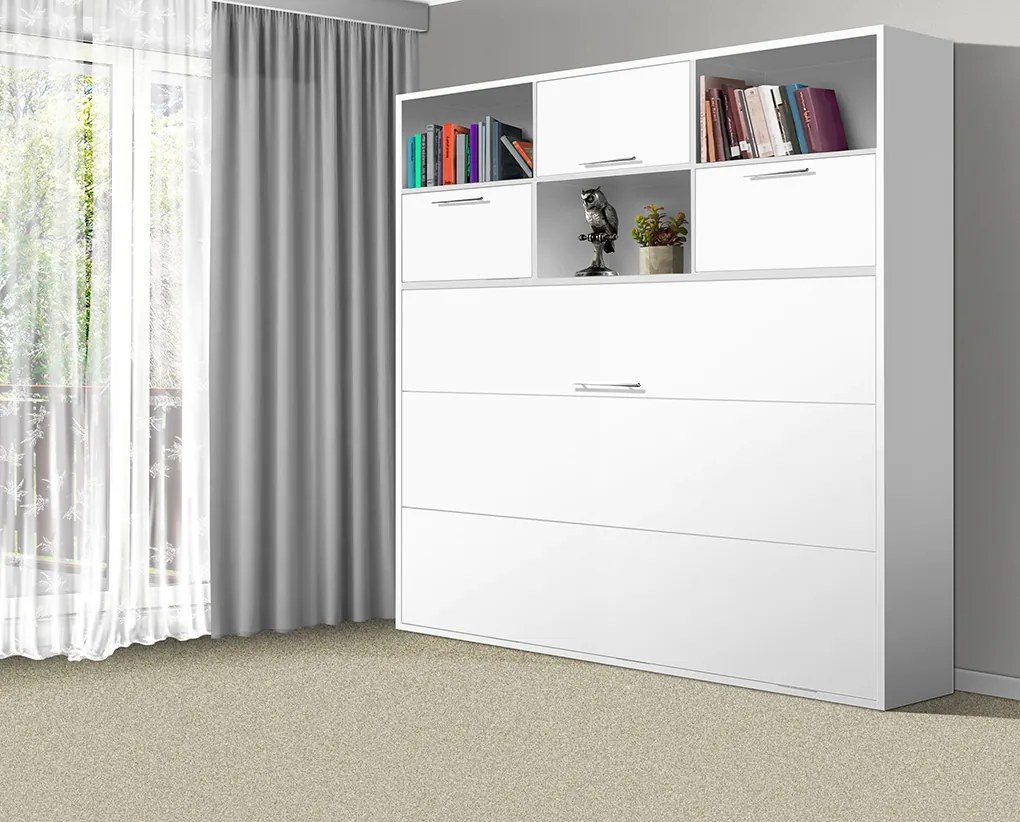Nabytekmorava Sklápacia posteľ VS1056 MAX, 200x120cm farba lamina: antracit/biele dvere, Varianta dverí: lesklé
