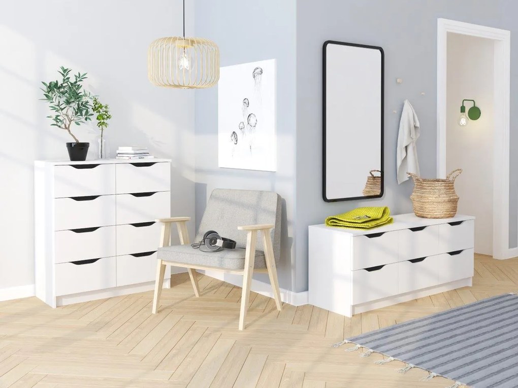 PreHouse KOMODA S TROMI ZÁSUVKAMI AQUA 3S Biela
