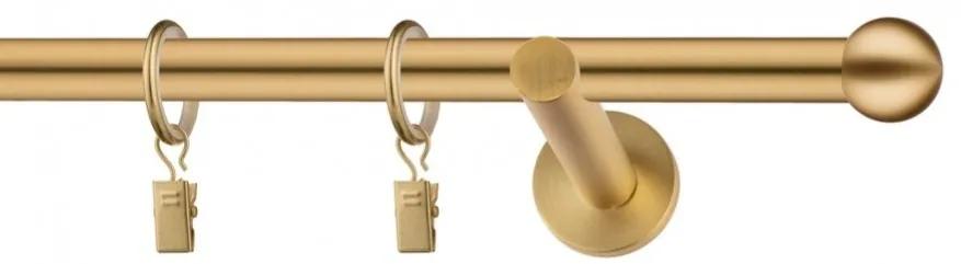Dekorstudio Garniža jednoradová Guľa zlatá 19mm Dĺžka: 120cm, Typ uchytenia: Držiak modern, Typ príslušenstva: Krúžky tiché so štipcami