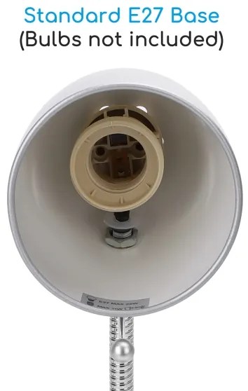 Aigostar -  Stolná lampa s klipom 1xE27/11W/230V strieborná/chróm