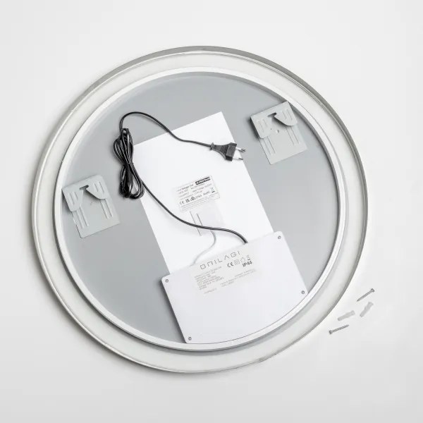 Brilagi-LED stmievateľné vyhrievané zrkadlo s podsvietením, hliníkový profil ALU PRO LED/18W/230V, priemer 60 cm, IP44, lesklý chróm