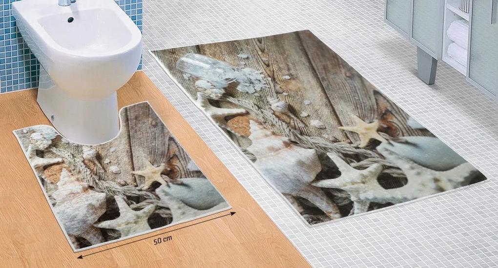 Brotex Kúpeľňová sada predložiek 3D 60x100 + 60x50cm Morské lastury