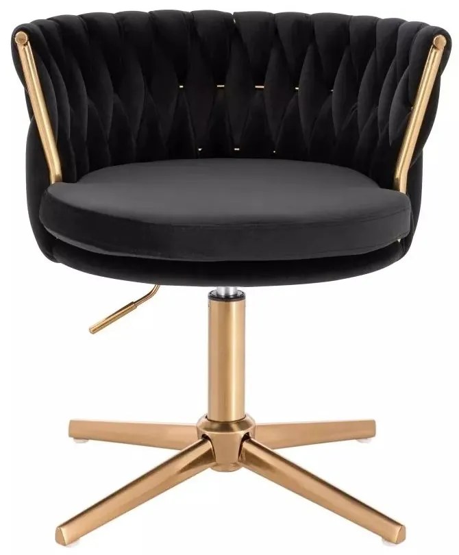 LuxuryForm DESIGN Stolička LYON VELUR na zlatom kríži - čierna