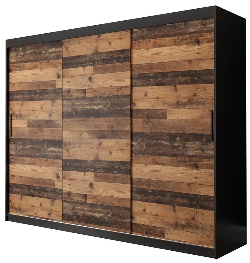 Skriňa Old Wood T 250 Čierna/Old Style