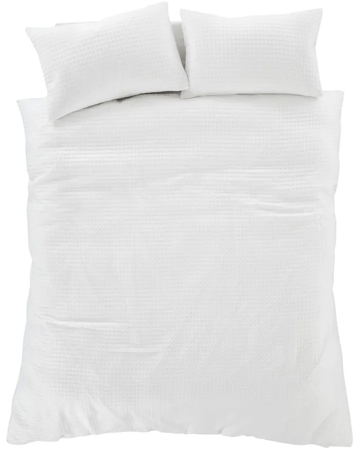 Biele predĺžené obliečky na dvojlôžko 230x220 cm Muscat Waffle – Pineapple Elephant