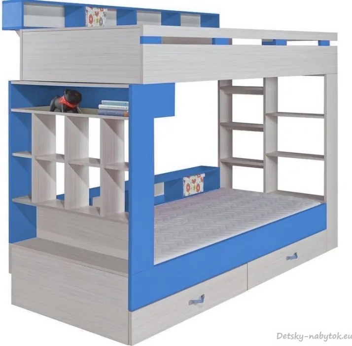 Poschodová posteľ s úložným priestorom Adelle - modrá