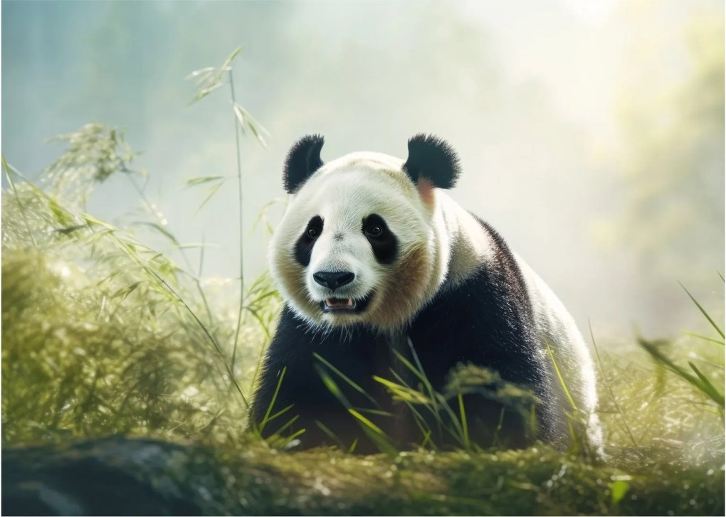 Sklenený obraz - Panda (70x50 cm)