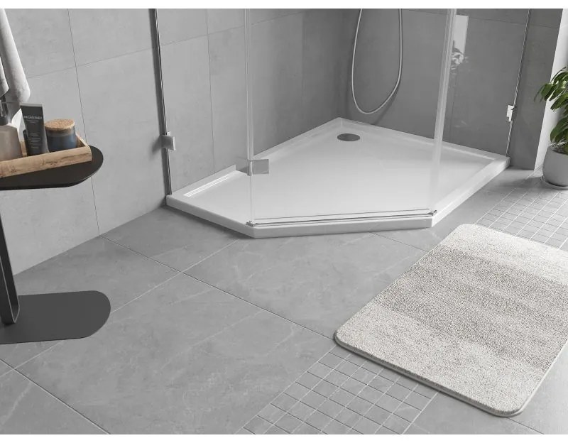 Mexen Flow Slim, pravostranná päťuholníková sprchová vanička 90 x 80 cm, biela lesklá, 46P108090R
