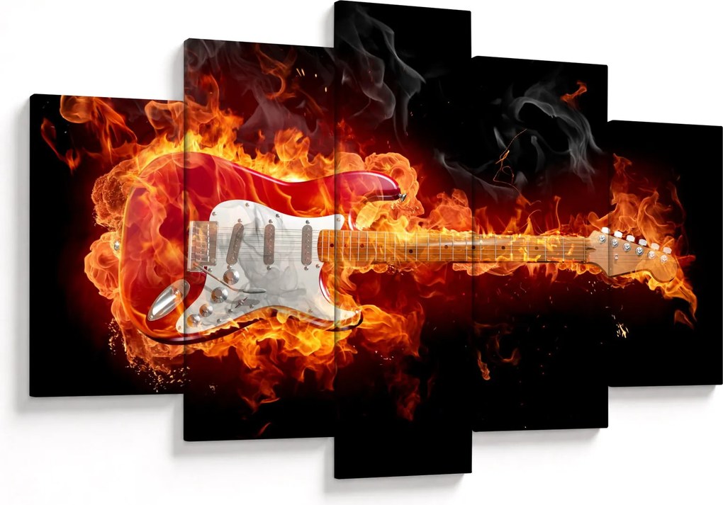 Obraz - Gitara v plameňoch (150x105 cm)
