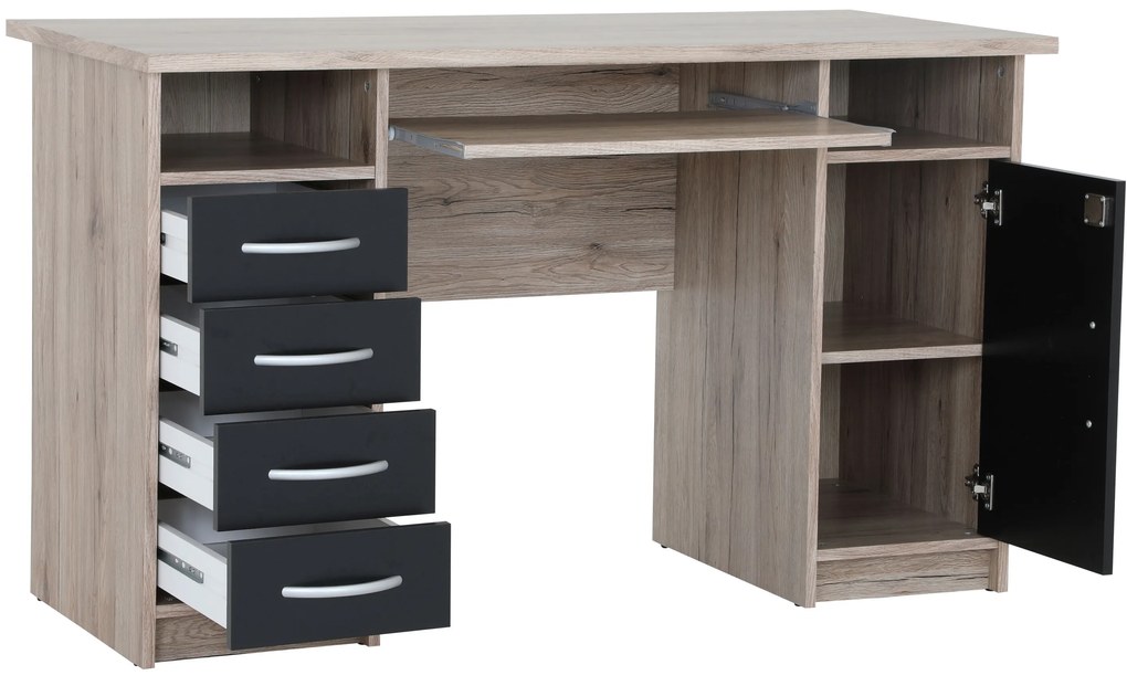 PC stolík Waldo (dub sanremo + čierna). Akcia -20%. Vlastná spoľahlivá doprava až k Vám domov. 1101304