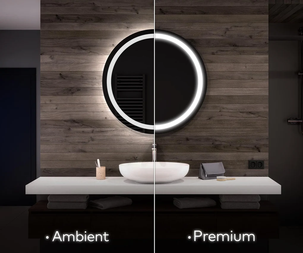 Okrúhle zrkadlo L33 podsvietene LED do kupelne kozmeticke zrkadlo led s bielym rámom
