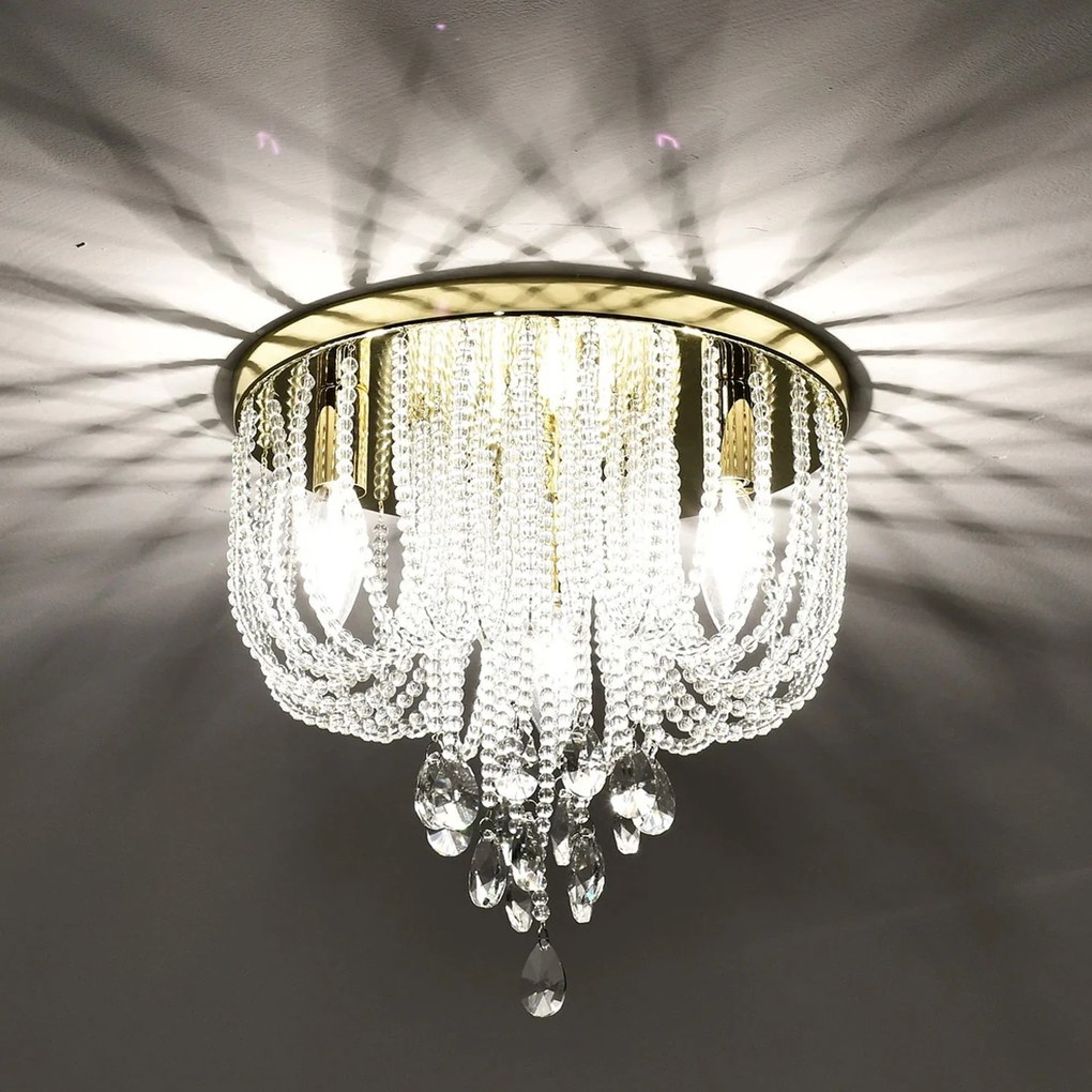 Toolight Toolight, krištáľové stropné svietidlo 3xE14, APP1625-3C, zlatá, OSW-04128