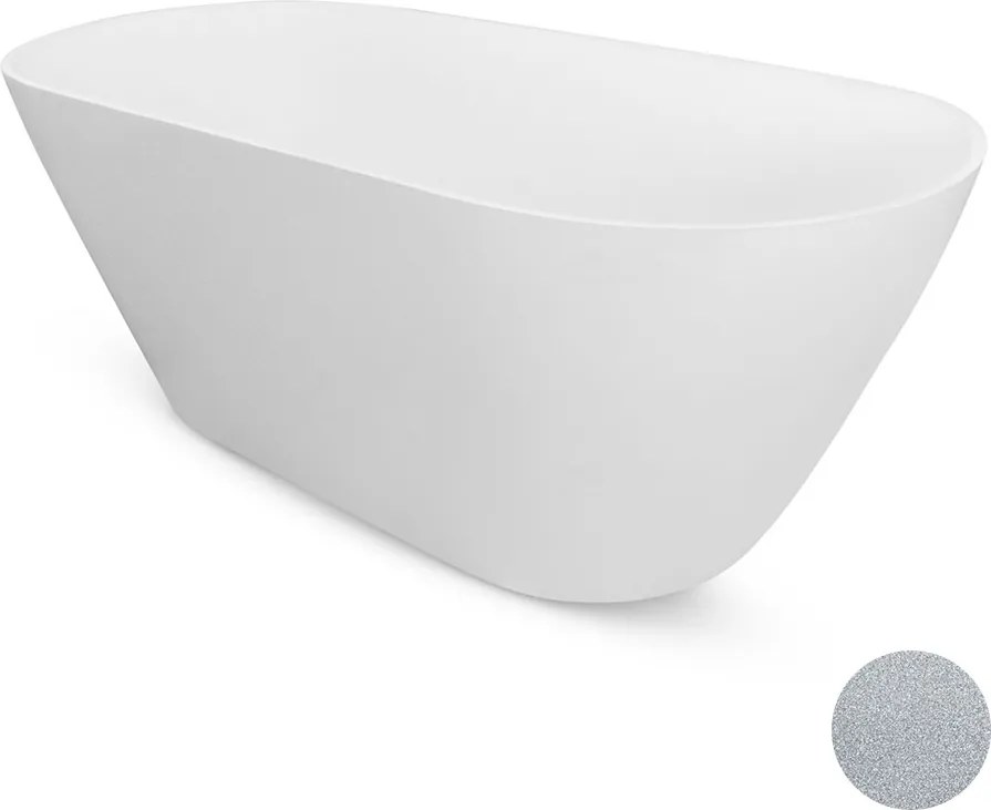 Besco Voľne stojaca vaňa z liateho mramoru Moya Glam 170x70 BESCO-Rozmery: 169x69,6, BESCO-Farba: Biela/grafit