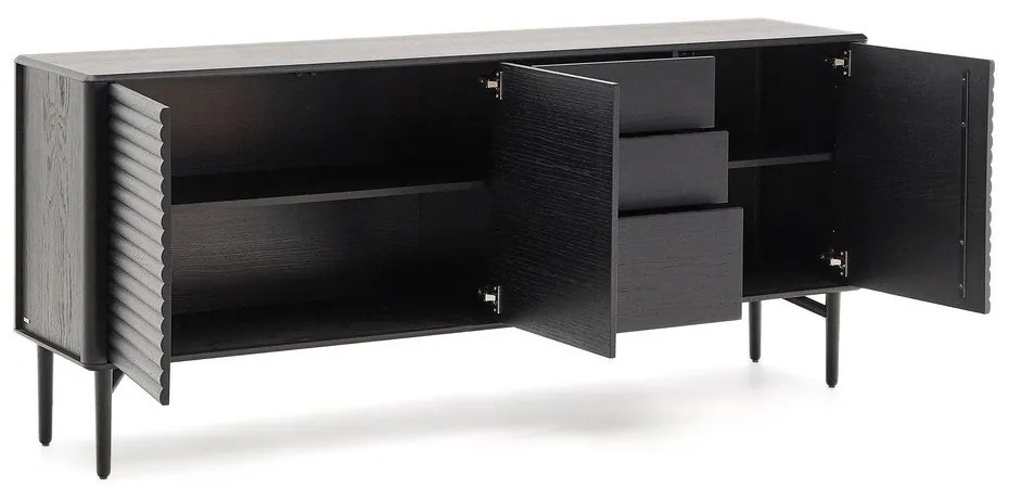 Čierna komoda v dekore duba 200x86x45 cm Lenon – Kave Home
