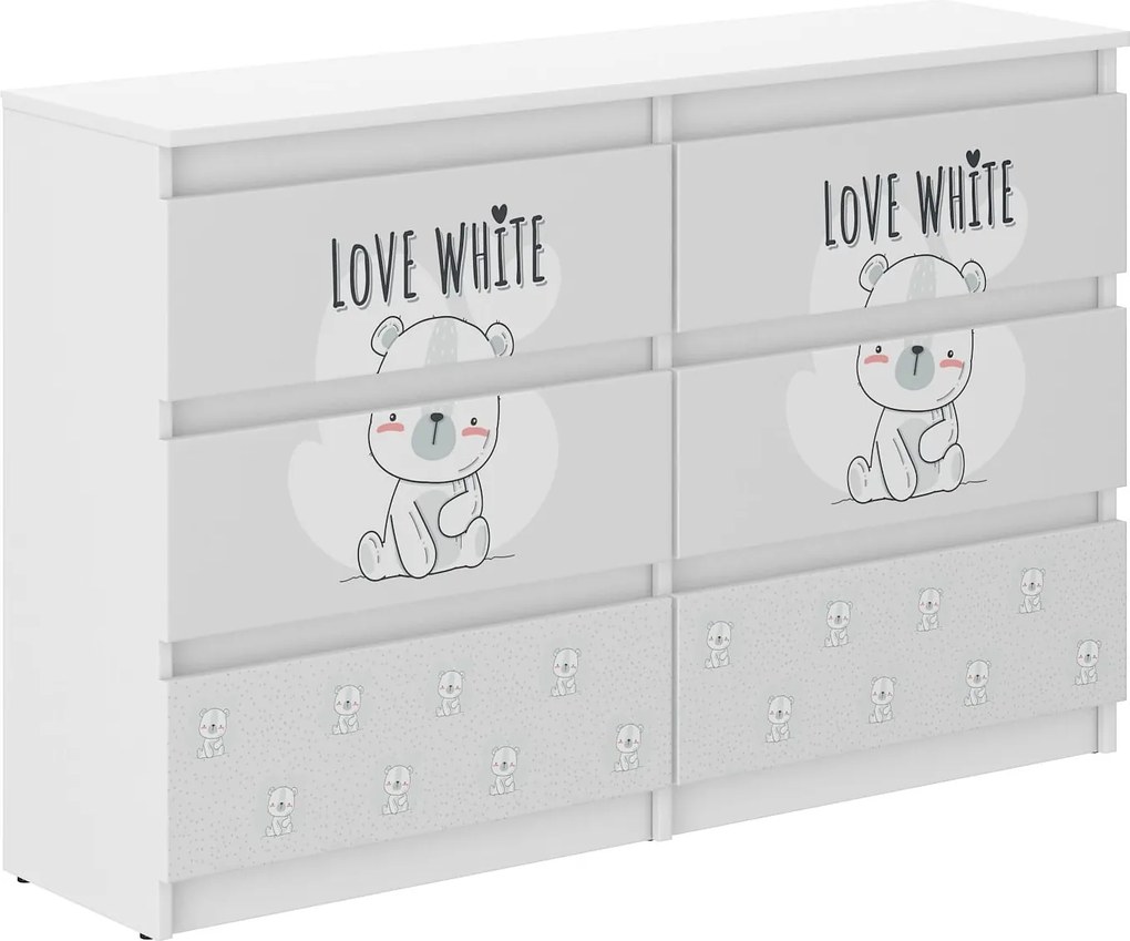 Wooden Toys Detská komoda R-120 BIELY MEDVEDÍK