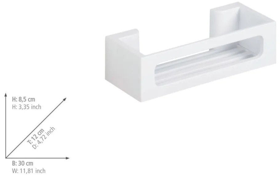 Matne biela plastová kúpeľňová polička bez vŕtania Turbo-loc Bralia – Wenko