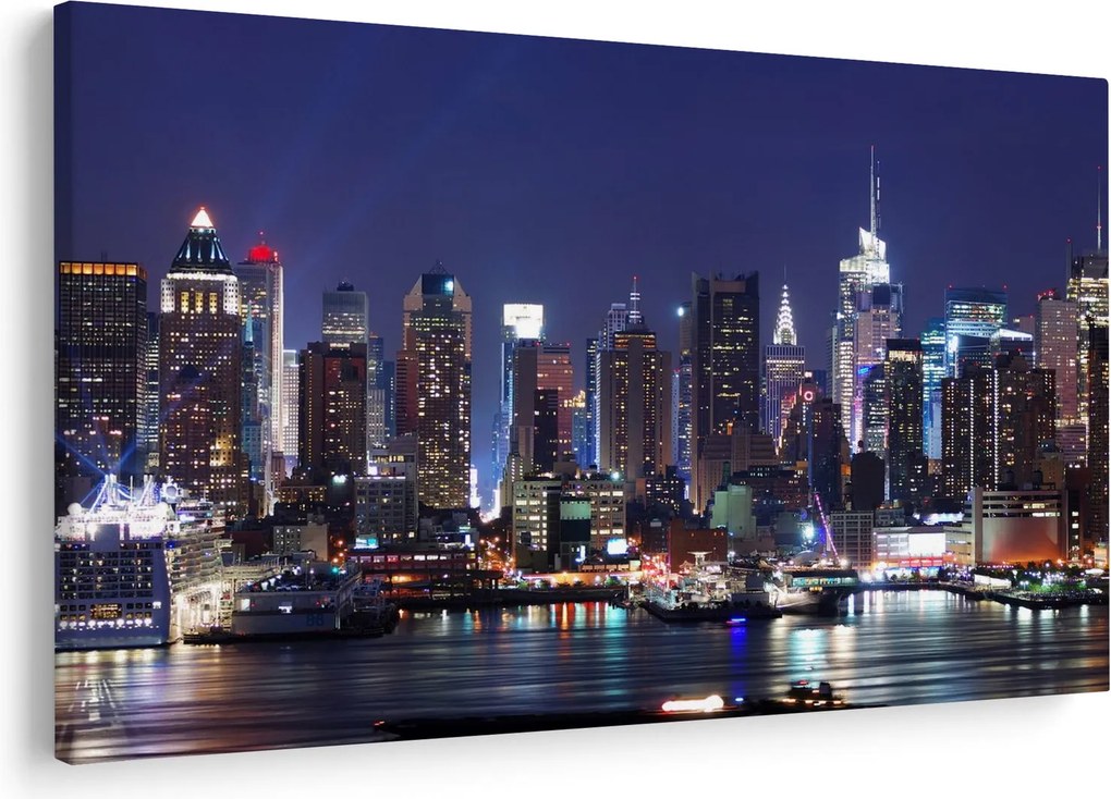 Obraz - Osvetlené New Yorské mrakodrapy (90x60 cm)