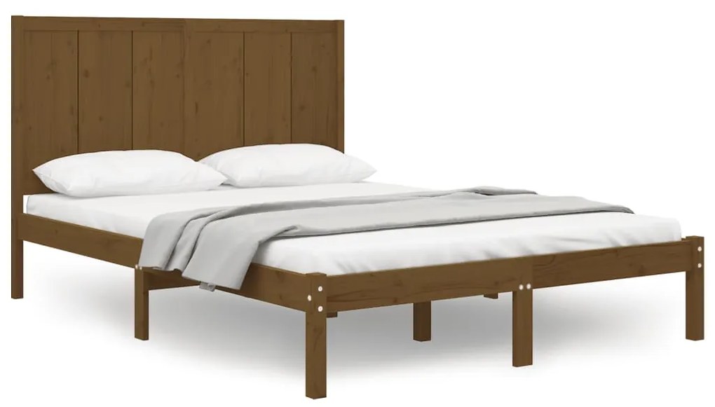 vidaXL Posteľný rám hnedý borovicový masív 150x200 cm 5FT King