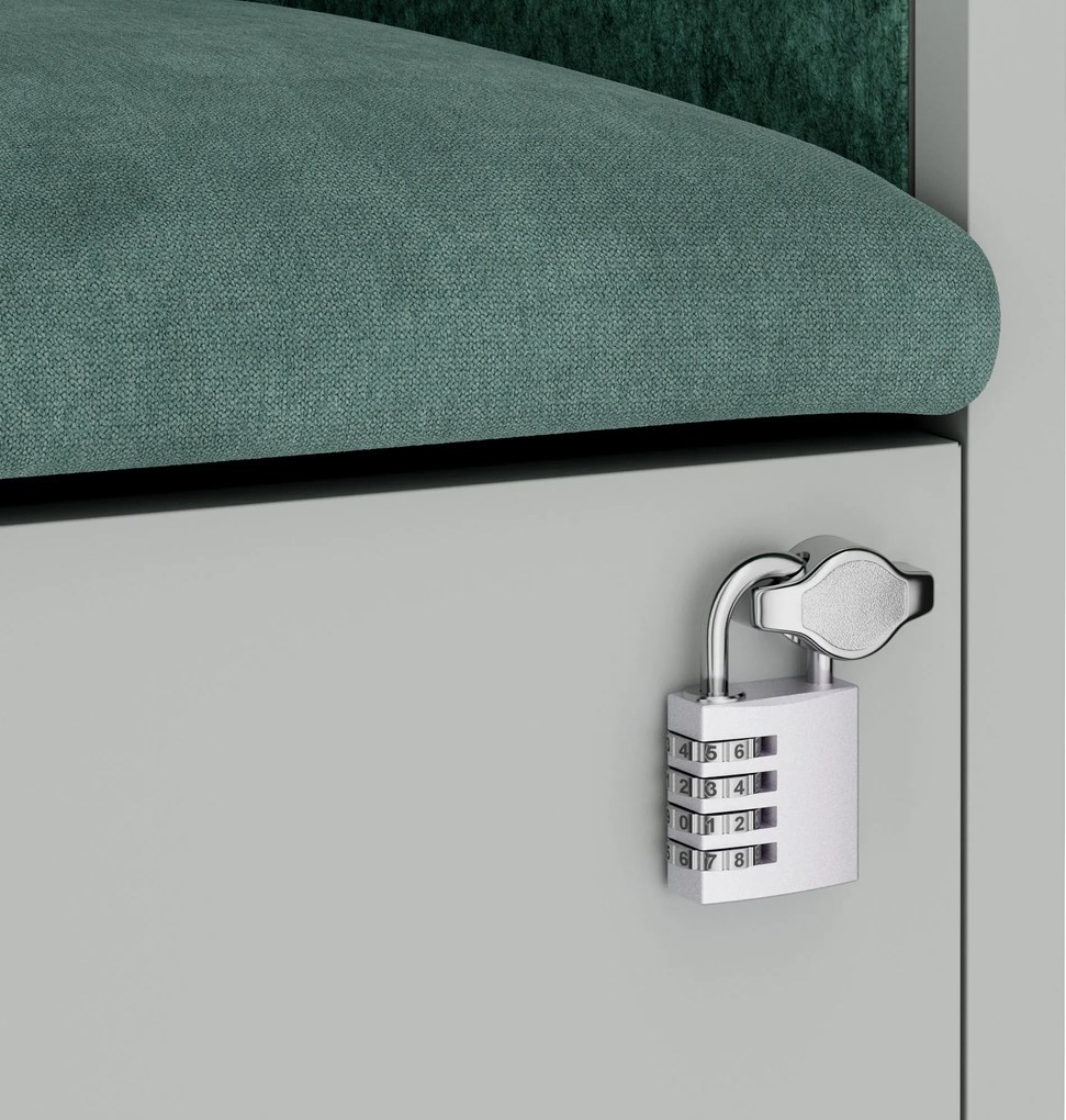 Akustická kabína SALLY MentalBox 600 mm – sivý korpus, zelené sedadlo