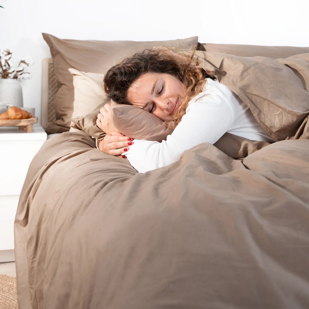 Goldea bavlnené posteľné obliečky - kávové hnedé 200 x 200 a 2ks 70 x 90 cm