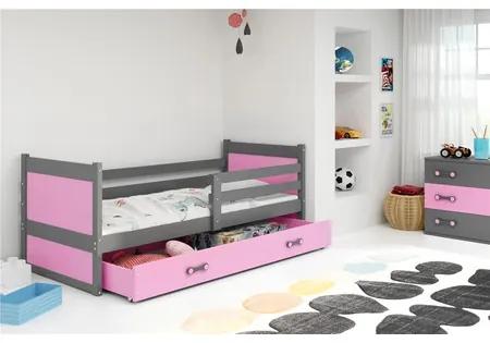 Detská posteľ RICO 190x80 cm Sivá  Ružová