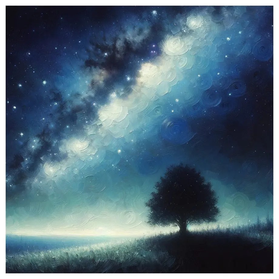 Obraz osamelý strom života a galaxia