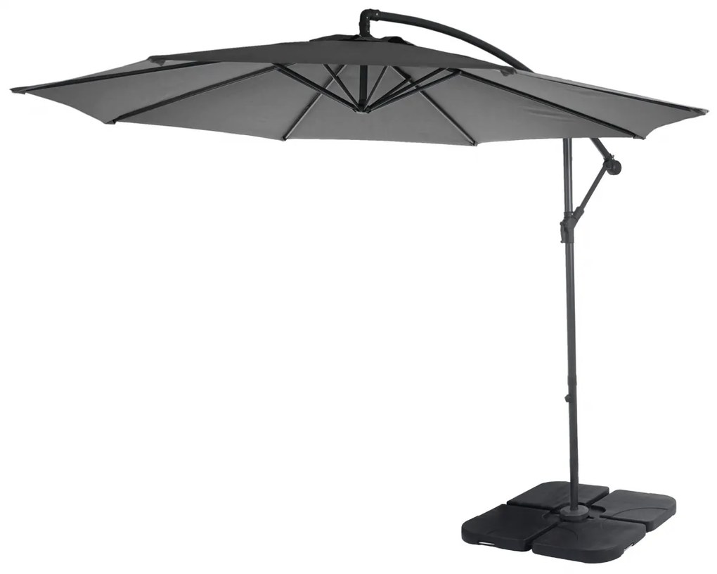 Slnečník Acerra Ø 3m polyester/oceľ - sivá so stojanom