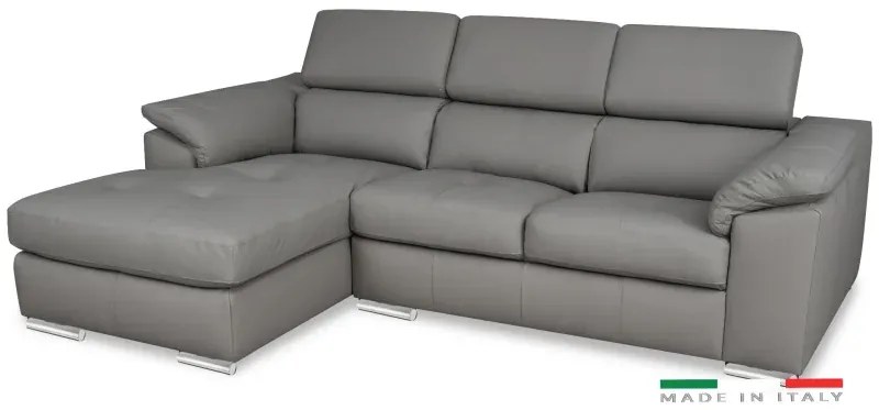 Kožená rohová sedacia súprava LOREN II, ľavá, sivá (madras - 128 grey)