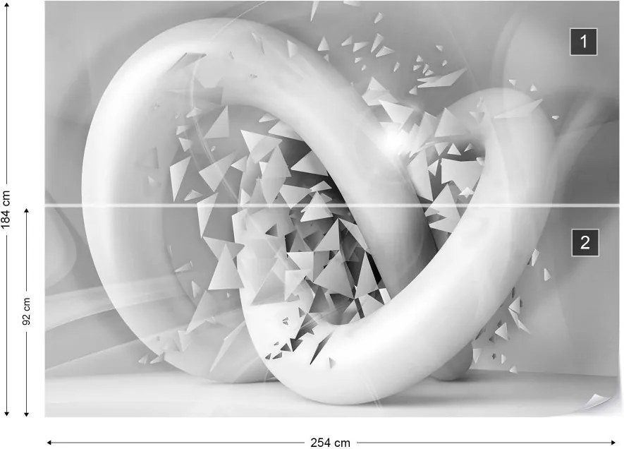Fototapeta GLIX - 3D Structure Splinters White And Grey + lepidlo ZADARMO Vliesová tapeta  - 254x184 cm