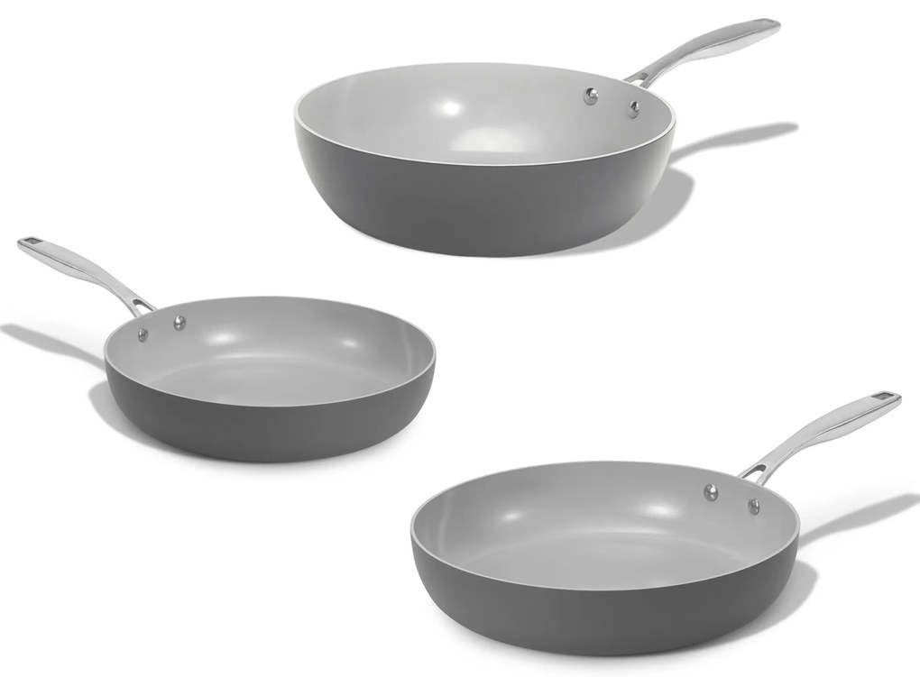 Elmich Sada keramických panvíc Vital 3 ks, 1 wok a 2 panvice - tmavosivá