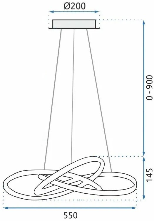 Toolight - Ring, LED závesné svietidlo + diaľkové ovládanie APP396-CP, biela, OSW-06912