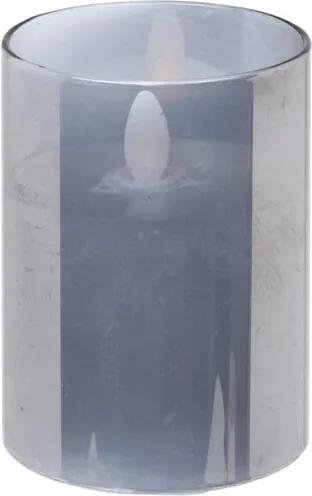 Sklenený svietnik s LED sviečkou a časovačom, 10 cm, sivá
