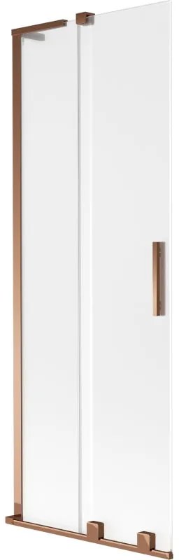 Mexen Velar L, 2-krídlová posuvná vaňová zástena 75 x 150 cm, 8mm sklo námraza, ružové zlato, 896-075-003-31-60