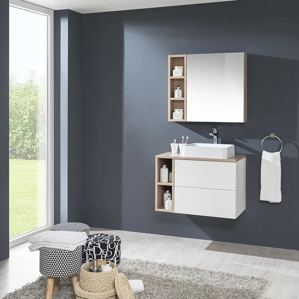 Mereo Mereo, Kúpeľňová galerka 80 cm, zrkadlová skrinka, 2x dvere, MER-CN717GR