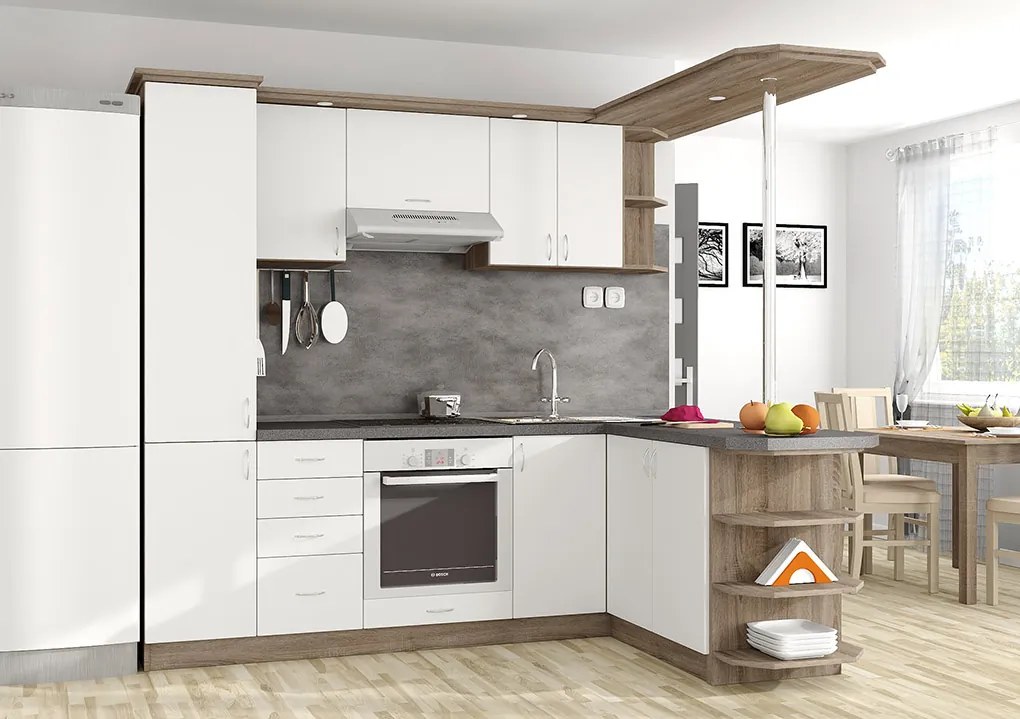 Nabytekmorava Kuchyna s ostrovčekom Bára C farba kuchyne: orech, pracovná doska: s pracovnou doskou