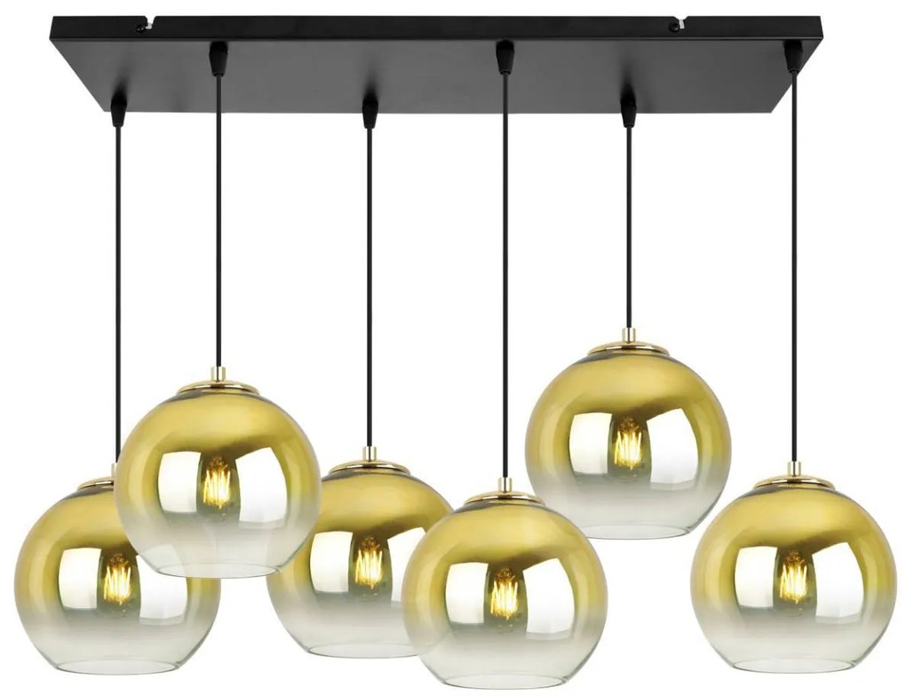 Závesné svietidlo Bergen Gold, 6x zlaté/transparentné sklenené tienidlo (fi 20cm)