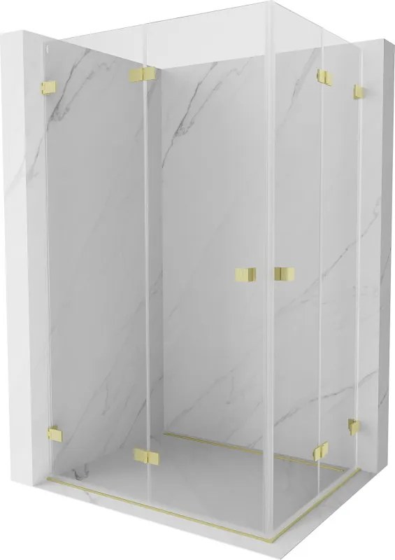 Mexen Lunar-F Duo, skladací sprchový kút 80 x 70 cm, 8mm číre sklo, zlatý matný profil, 836-080L-070P-55-00