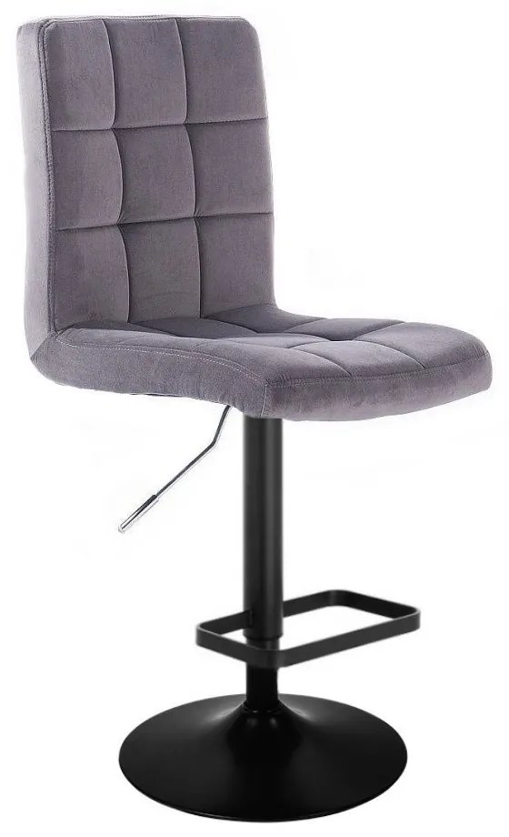 LuxuryForm DESIGN Barová stolička TOLEDO VELUR na čiernom tanieri - tmavo šedá