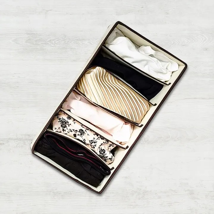 VERK GROUP Organizér na spodnú bielizeň, KIPIT, 6 priehradiek, béžový, 34 x 16 x 10 cm