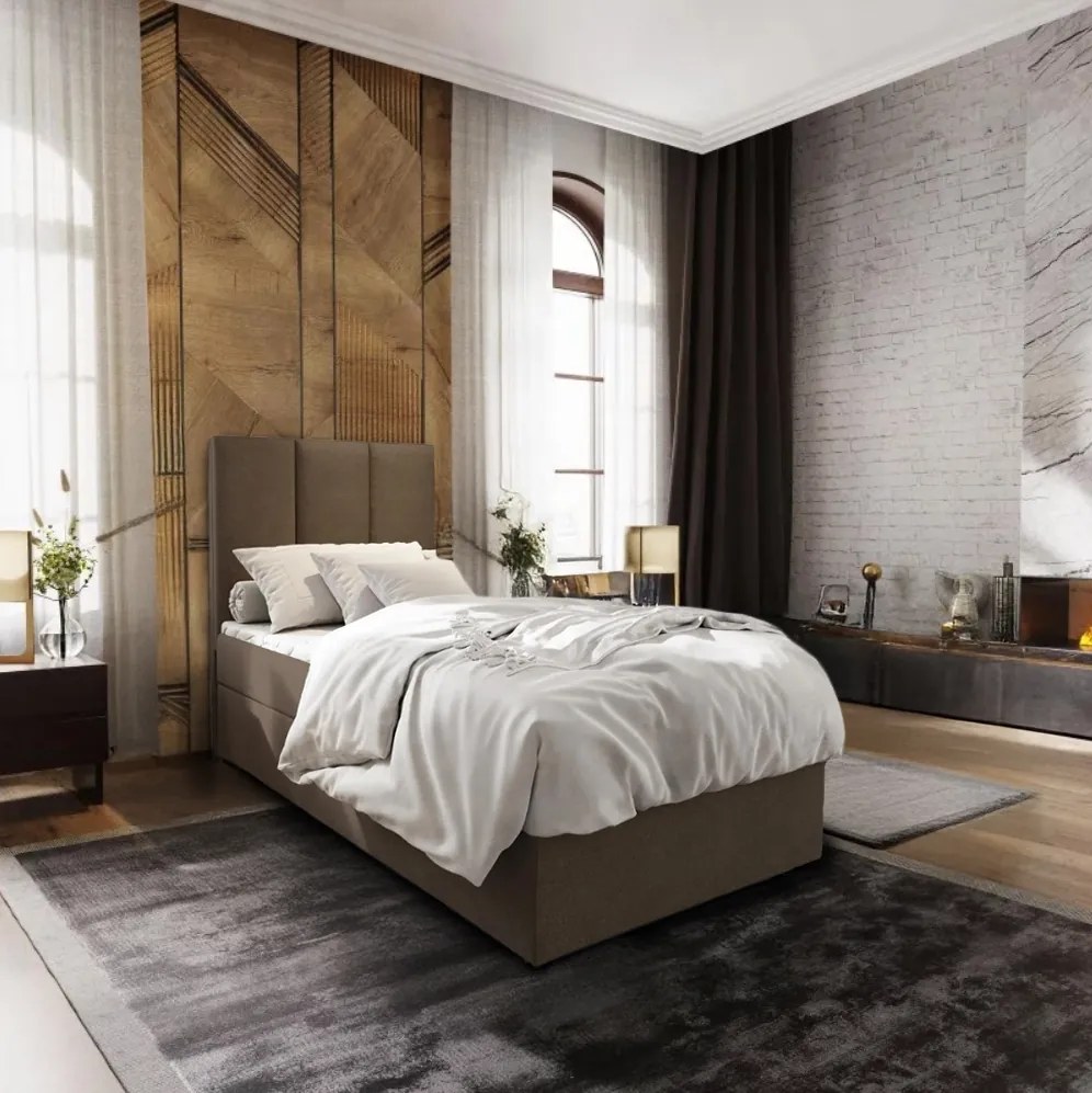 Čalúnená posteľ boxspring MERALIS 90x200 cm hnedá Matrac: Matrace Bonell pružinová