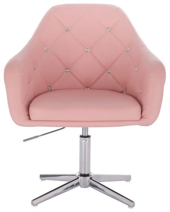 LuxuryForm DESIGN Kreslo ROMA na striebornom kríži - ružové