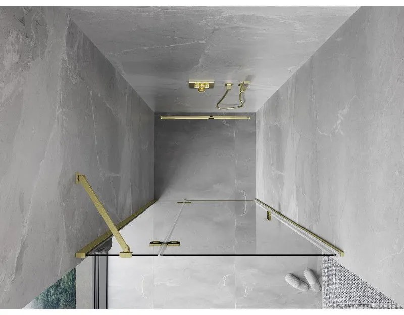 Mexen Mist-H, 1-krídlové sprchové dvere ľavé 110 cm, číre sklo, zlatý matný profil, 8A5-110-000-55-00-L