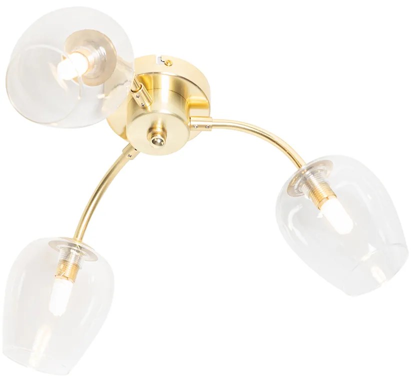 Klasické stropné svietidlo zlaté so sklom 3-svetlo - Elien