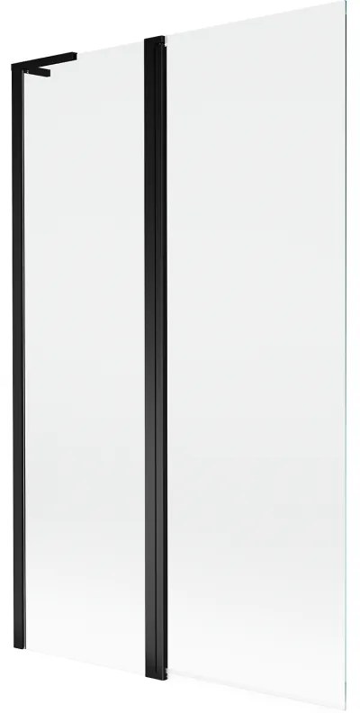 Mexen Mist L, 2-krídlová vaňová zástena 110 x 150 cm, číre sklo, čierny profil, 8A9L-110-011-70-00
