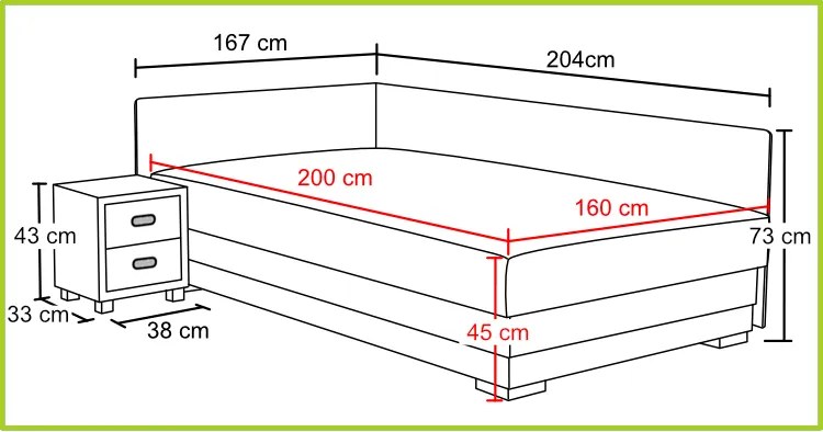 Nabytekmorava Posteľ s úložným priestorom Robin 160x200 cm farba čalúnenia: hnedá