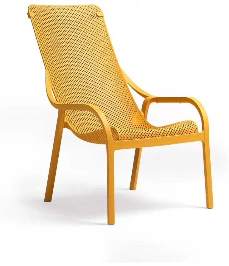 NET LOUNGE záhradné kreslo s podrúčkami senape