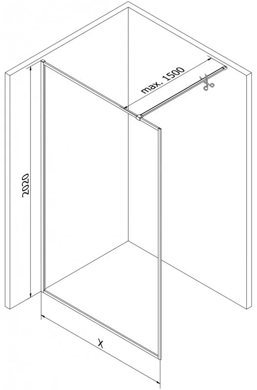 Mexen Kioto-F, sprchová zástena s rámom 80 x 202 cm, 8 mm číre sklo, chrómový profil, 800-080-104-01-00