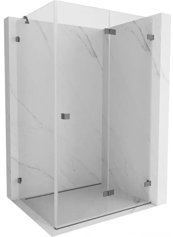 Mexen Lunar-F, 1-krídlový sprchový kút so skladacími dverami, pravý, 95 x 90 cm, 8mm číre sklo, grafitový profil, 836-095-090-95-00-P