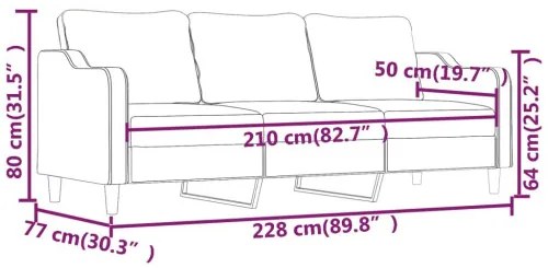 vidaXL 3-miestna pohovka tmavosivá 210 cm látka-